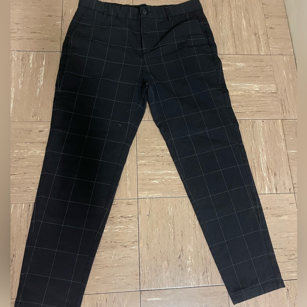 Men's Black Checkered Pants Bershka